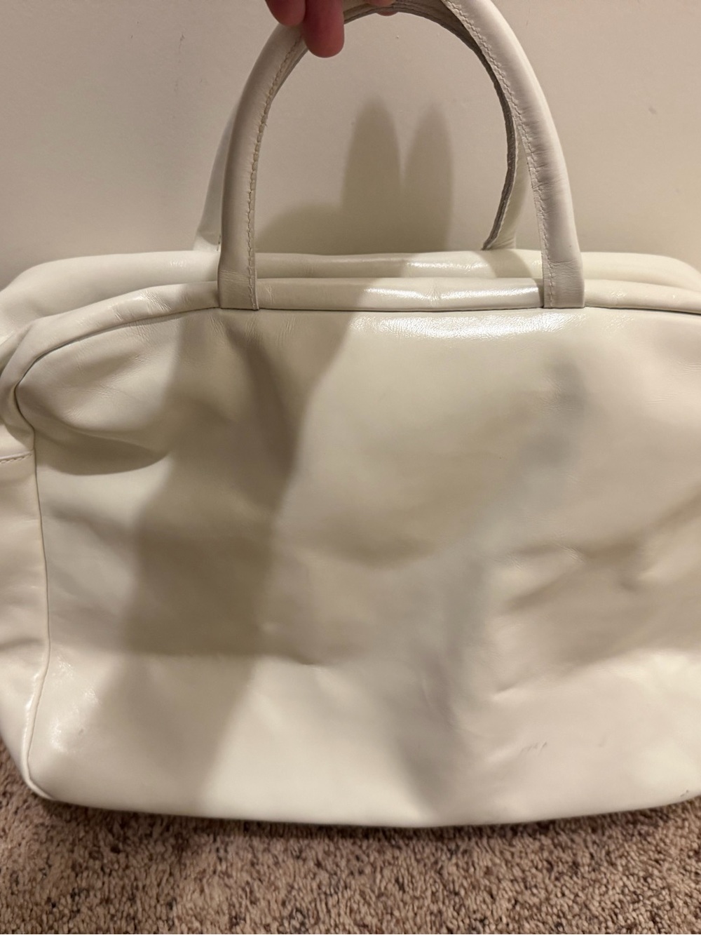 Claire V. Classic White Leather Tote Bag